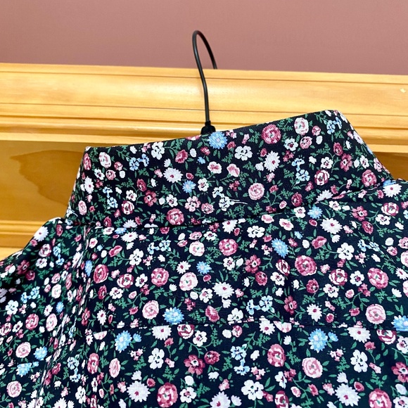 Express Dark Floral Shirtdress Extra Slim Long Sleeve Medium Ditsy Button Down - Picture 3 of 7